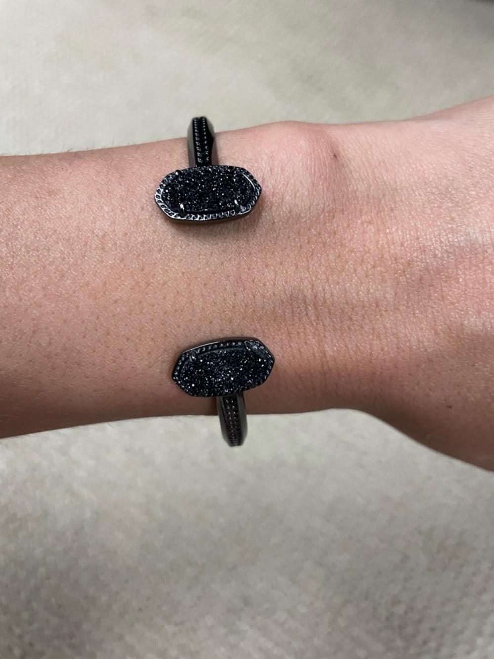 Kendra Scott Elton Gunmetal Black Drusy Cuff Bracelet